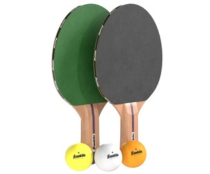 Table tennis paddle green with balls