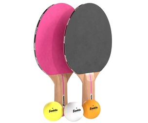Table tennis paddle pink with balls