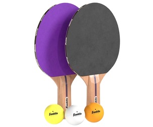 table tennis paddle purple with balls