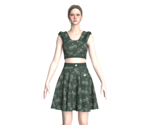 Girls Crop Top With Skirt V4 | Marvelous / Clo3d / obj / fbx