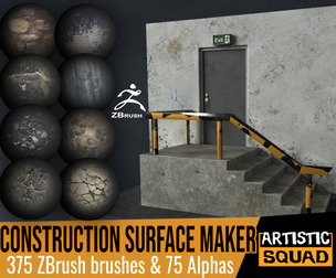Construction Surface Maker 375 ZBrush brushes and 75 alphas