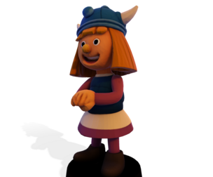 Viking Girl 3D printable figurine with circular base