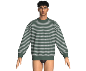 Men Striped Oversized Sweatshirt  | Marvelous / Clo3d / obj / fbx