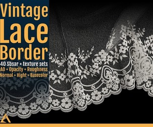 40 Vintage Lace Border Materials (SBSAR + Textures) - VOL.1