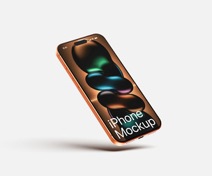 Single iPhone 17 Mockup PSD Template - Angled Screen Display