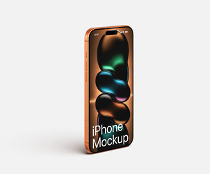 Upright iPhone 17 Mockup PSD Template - Standing Side View Display