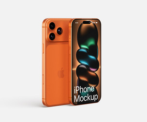 Dual-View iPhone 17 Mockup PSD Template - Angled Back Panel Display