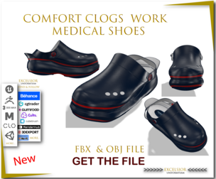 Comfort Clogs – Work & Medical Shoes – Game Ready (FBX + OBJ)