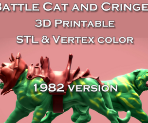 High-quality Battle Cat & Cringer fan art from MOTU 1982 version