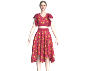 Girls Crop Top With Skirt V5 | Marvelous / Clo3d / obj / fbx