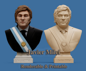 Javier Milei bust printable and renderable