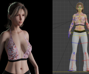 Floral Casual Girl - Fully Rigged Realistic Model