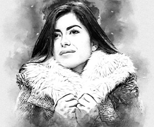 Monochrome Sketch Art Photo Effect PSD Template