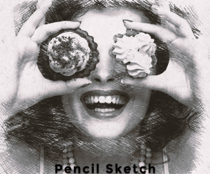 Pencil Sketch Photo Effect PSD Template
