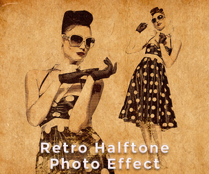 Retro Halftone Photo Effect PSD Template