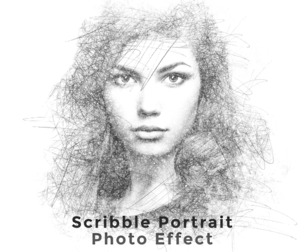 Scribble Portrait Photo Effect PSD Template