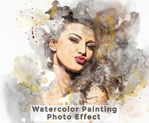 Watercolor Painting Photo Effect PSD Template