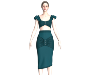 Girls Crop Top With Skirt V6 | Marvelous / Clo3d / obj / fbx