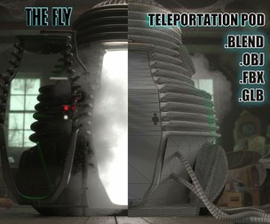 The Fly Teleportation pod Renderable Low-poly