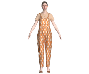 Girls Fashion Striped Apron - Outfit | Marvelous / Clo3d / obj / fbx