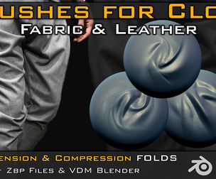 50 ZBrush & Blender VDM Wrinkle Brushes + 50 Alphas Vol.6 (Fabric & Leather Edition)