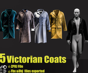 5 Victorian Men's Coats(FBX,OBJ,MD Projects,UV)