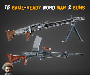 15 Game-Ready Word War 2 Guns + Texture - Vol 19