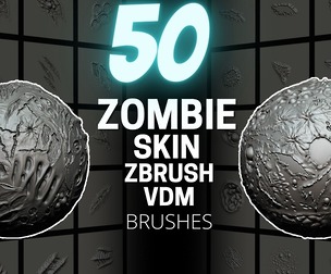 50 ZOMBIE SKIN VDM BRUSHES - Custom made Brushes to use in ZBrush