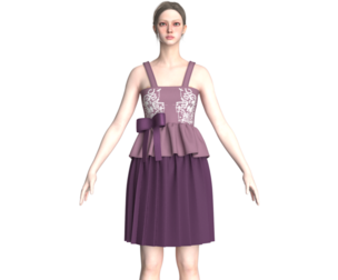 Girls Printed Midi Dress V5 | Marvelous / Clo3d / obj / fbx