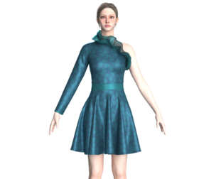 Girls Printed Midi Dress V6 | Marvelous / Clo3d / obj / fbx
