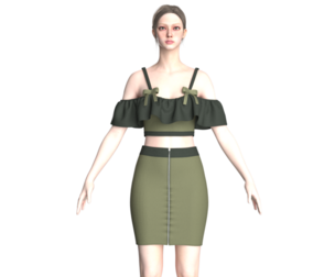 Girls Crop Top With Skirt V8 | Marvelous / Clo3d / obj / fbx