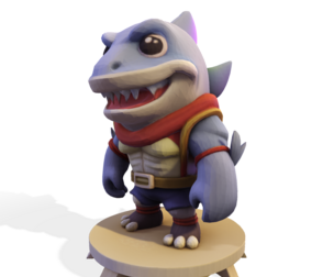 Low Poly Shark Hero Figurine – 3D Printable Art Toy