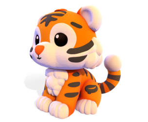 🐯 Low-Poly Tiger Cub – Cute Stylized Figurine for 3D Printing