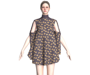 Girls Printed Cape Dress | Marvelous / Clo3d / obj / fbx