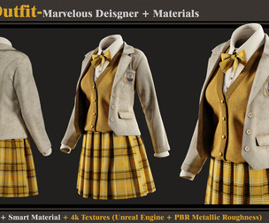 Girls Outfit- MD-Clo3d-Smart Material-4K Textures-OBJ-FBX