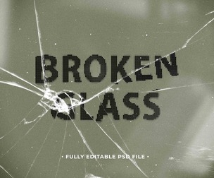 Broken Glass PSD Fully Editable Text Effect. Layer Style PSD Mockup Template