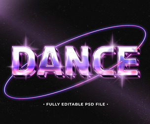 Dance PSD Fully Editable Text Effect. Layer Style PSD Mockup Template
