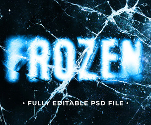Frozen PSD Fully Editable Text Effect. Layer Style PSD Mockup Template