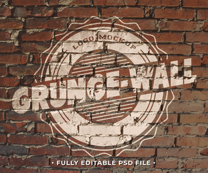 Grunge Wall PSD Fully Editable Text Effect. Layer Style PSD Mockup Template
