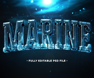 Marine PSD Fully Editable Text Effect. Layer Style PSD Mockup Template