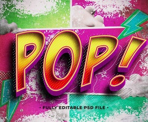 Pop PSD Fully Editable Text Effect. Layer Style PSD Mockup Template