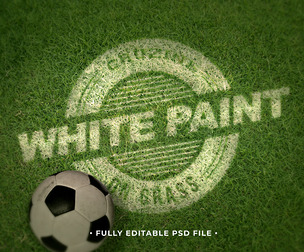 White Paint on Grass PSD Fully Editable Text Effect. Layer Style PSD Mockup Template