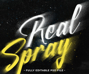 Real Spray PSD Fully Editable Text Effect. Layer Style PSD Mockup Template