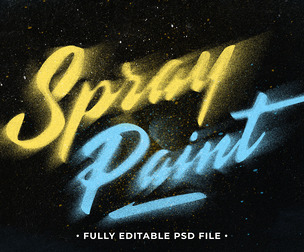 Spray Paint PSD Fully Editable Text Effect. Layer Style PSD Mockup Template
