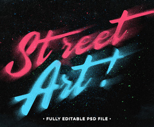 Street Art! PSD Fully Editable Text Effect. Layer Style PSD Mockup Template