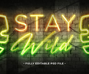 Neon Wild PSD Fully Editable Text Effect. Layer Style PSD Mockup Template