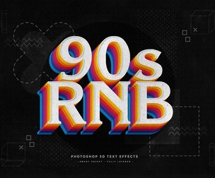 90s RNB PSD Fully Editable Text Effect. Layer Style PSD Mockup Template