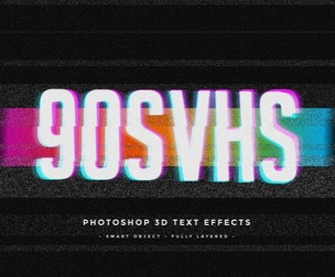 90s VHS PSD Fully Editable Text Effect. Layer Style PSD Mockup Template