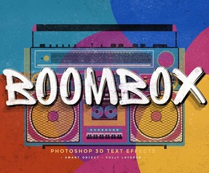 BoomBox PSD Fully Editable Text Effect. Layer Style PSD Mockup Template
