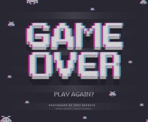 Game Over PSD Fully Editable Text Effect. Layer Style PSD Mockup Template